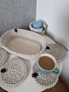 Zestaw Koszyki i Podkładki Sznurek Bawełniany BOHO 6el.