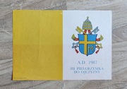 III Pielgrzymka Do Ojczyzny 1987 JP II proporczyk flaga flagietka UNIKAT