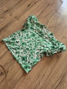 Zara bawełniana biała bluzeczka bufki w zielone kwiaty S