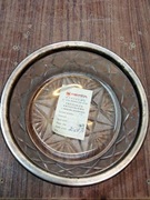 Popielnica kryształowa PRL z obrączką posrebrzaną