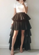 Warstwowa spódnica tiulowa asymetryczna tiul goth gotycka falbany uniwersal