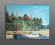 Obraz Olejny 50x40 cm Pejzaż z Płocka