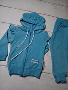 Dres dziewczęcy turkus kapturem bluza spodnie r.2l