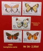 Znaczki fauna:36: motyle, owady- ZSRR 1986r **