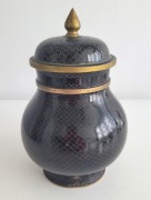 Wazon z pokrywką mosiężny chiński emalia komórkowa