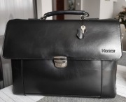 Skórzana teczka / aktówka KAZAR – Klasyczna Czerń – Skóra Naturalna