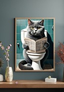 Plakat Kot szary brytyjski na WC 30x40cm