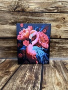 obraz ręcznie namalowany na płótnie Flaming ptak natura zoo kwiaty