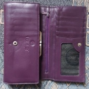 Lichfield 1642 skórzany portfel duży fioletowy purpurowy skóra naturalna
