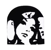 Czapka zimowa beanie twarz kobiety aesthetic opium gothic y2k
