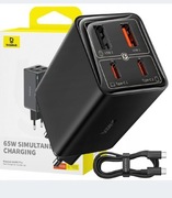 BASEUS ŁADOWARKA 65W 2x USB-C TYP C 2x USB-A GaN6 Pro + KABEL USB-C 1M