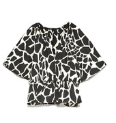 Bluzka z baskinką ZARA boho oversize – wzór żyrafa, czarno-biała, XS