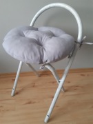 Taboret z siedziskiem metal drewno ręcznie malowany stołek krzesełko