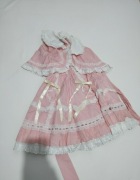 Sukienka damska lolita z różowo biała z koronkowymi kokardkami rozmiar S