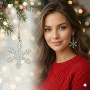 Kolczyki Białe Płatki Śniegu - Bigle Posrebrzane, Antyalergiczne