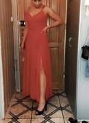 Sukienka długa czerwona z rozcięciem na nodze