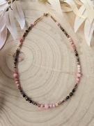 Naszyjnik Choker kamienie naturalne Tygrysie oko Rodonit Agat Jadeit Hematy