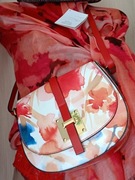 piękna włoska torebka w kwiaty skóra naturalna + gratis szal