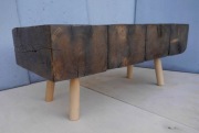 Stolik z belek stare drewno, 91x44 cm nóżki bukowe