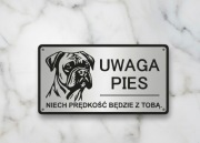 Innowacyjne tabliczki uwaga zły pies amstaff bokser