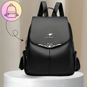 Plecak damski czarny skórzany elegancki ekoskóra miejski łabędzie