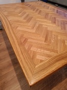 4 osobowy stół dębowy, żeliwna podstawa Singer 