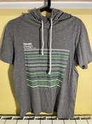 House bluzka z golfem i krótkim rękawem z nadrukiem szara zielona M 