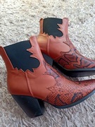 Wężowe kowbojki camel kozaki botki