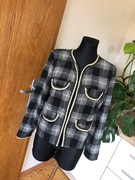 Mod Style 40 L żakiet marynarka kratka szary obszy