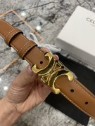 Pasek Celine Triomphe brąz skórzany złota klamra