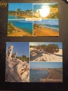 Wyspy - Kreta i Korfu w Grecji. 2 Pocztówki ze znaczkami.
