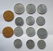 20, 50, 10, 5, 1  Pfennig  - zestaw 14 szt. ,  NRD
