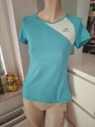 XS Kalenji biały niebieski sportowy T-shirt koszulka do ćwiczeń Pilates gym