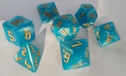 Zestaw 7 kostek RPG Turkusowe
