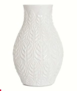 Wazon Ceramiczny Biłay z Tłoczeniami Ecru 24 cm/ 15 cm 