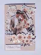 Kartka okolicznościowa na ślub wesele para młoda rękodzieło 