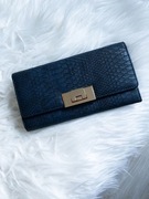 portfel, granatowy, duży, pojemny, zamek, przegródki