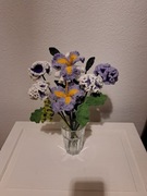 szydełkowe kwiaty - irysy i chryzantemy 