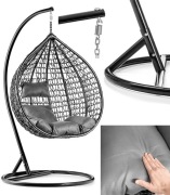 Huśtawka ze stelażem FOTEL wiszący BUJANY KOKON KOSZ czarny ŚLĄSK DOWOZ