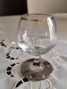 Brendy Balion z lat 70-tych- kieliszek ze złoceniami i dymną nóżką  