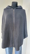 Szare ponczo peleryna z kapturem vintage retro