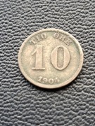 SZWECJA 10 ORE 1904 SREBRO 