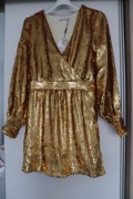 Sukienka cekinowa złota Na-Kd