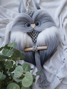 Ręcznie robiona sowa makrama z wełną czesankową 3D boho prezent 