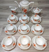 Przedwojenny serwis kawowy Königszelt Germany – oryginał – 9 osób – Śląska