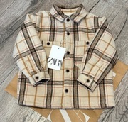 Kurtka koszulowa ze sztucznego baranka w kratę Zara