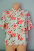 H&M Koszulowa bluzka w kwiaty z krótkim rękawem rozmiar 38