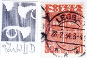 LEGBĄD. Znaczek Fi 263, znak wodny Zn.W.II.D. Kasowany.