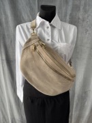 Nerka torebka zimny beż zamsz naturalny Włoska - nowa