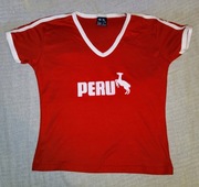 Oryginalny czerwony t-shirt z PERU nadruk lama